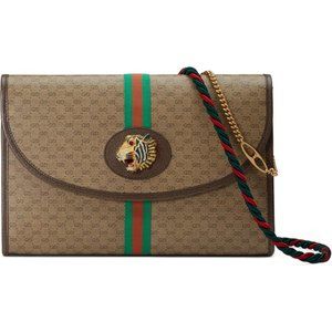Gucci Rajah Monogram Web Shoulder Bag in Brown NEW W DUSTBAG